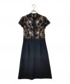 CHRISCELINクリスセリーン）の古着「ブラウスワンピース」｜ブラック×ベージュ