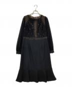 CHRISCELINクリスセリーン）の古着「レースミックス ワンピース」｜ブラック×ベージュ