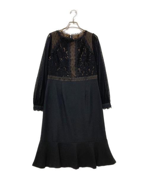 CHRISCELIN（クリスセリーン）CHRISCELIN (クリスセリーン) レースミックス ワンピース ブラック×ベージュ サイズ:38の古着・服飾アイテム