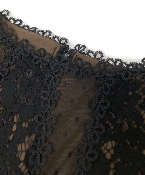 CHRISCELIN（クリスセリーン）CHRISCELIN (クリスセリーン) レースミックス ワンピース ブラック×ベージュ サイズ:38の古着・服飾アイテム
