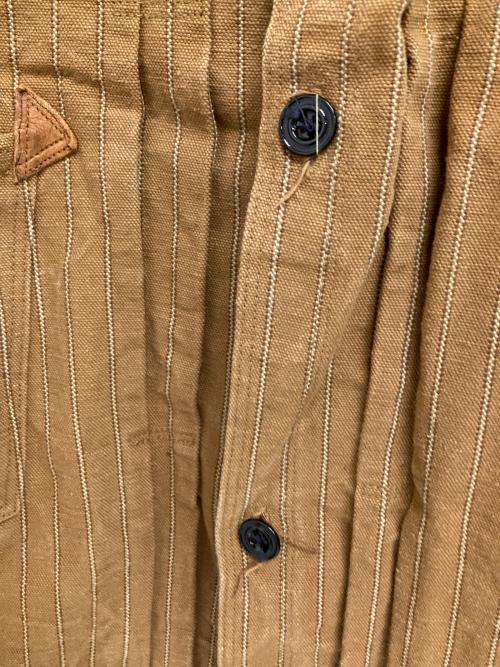 WAREHOUSE & CO.（ウエアハウスカンパニー）WAREHOUSE & CO. (ウエアハウスカンパニー) GREENBAUM HEAVY LEATHER BOUND BLOUSE　LOT2214 ベージュ サイズ:40の古着・服飾アイテム