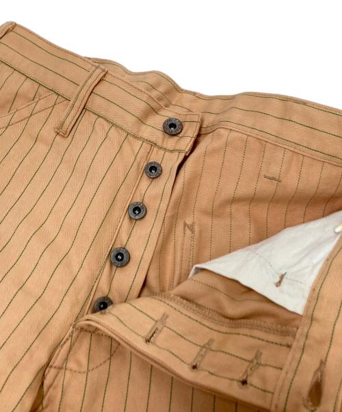 STUDIO D'ARTISAN（ステュディオダルチザン）STUDIO D'ARTISAN (ステュディオダルチザン) コークストライプパンツ ベージュ×グリーン サイズ:32の古着・服飾アイテム