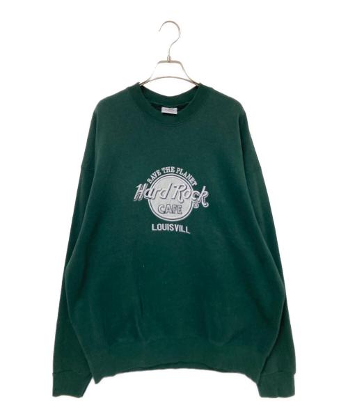Hard Rock cafe（ハードロックカフェ）Hard Rock cafe (ハードロックカフェ) 刺繍スウェット グリーン サイズ:XLの古着・服飾アイテム