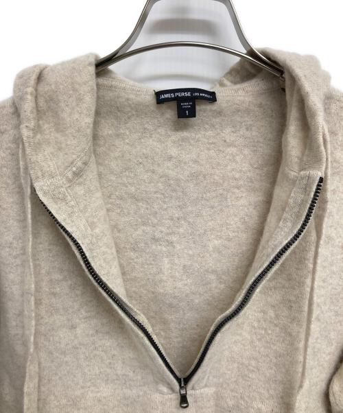 JAMES PERSE（ジェームスパース）JAMES PERSE (ジェームスパース) ハーフジップウールニットパーカー ベージュ サイズ:1の古着・服飾アイテム