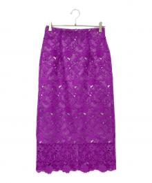 NOLLEY'S（ノーリーズ）の古着「Brocheレースハイウエストタイトスカート」｜ショッキングピンク