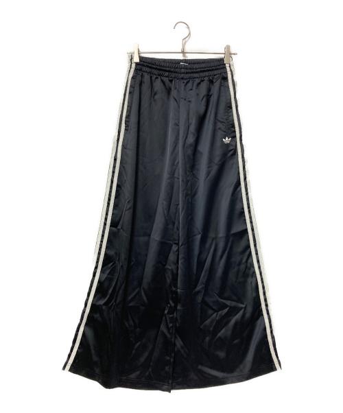 adidas（アディダス）adidas (アディダス) サテン ワイドレッグパンツ ブラック サイズ:M 未使用品の古着・服飾アイテム