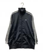 adidasアディダス）の古着「サテン ファイヤーバード トラックトップ フリル スリーストライプス」｜ブラック