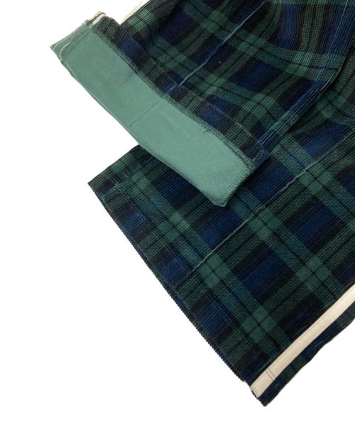 adidas（アディダス）adidas (アディダス) コーデュロイ タータン ワイドレッグパンツ グリーン サイズ:Mの古着・服飾アイテム