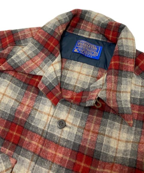 PENDLETON（ペンドルトン）PENDLETON (ペンドルトン) 70‘Sウールチェックシャツ グレー×レッド サイズ:Mの古着・服飾アイテム