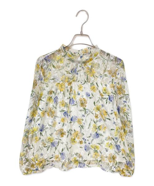 JILL BY JILLSTUART（ジル バイ ジルスチュアート）JILL BY JILLSTUART (ジル バイ ジルスチュアート) 花柄チュールブラウス イエロー サイズ:FRの古着・服飾アイテム