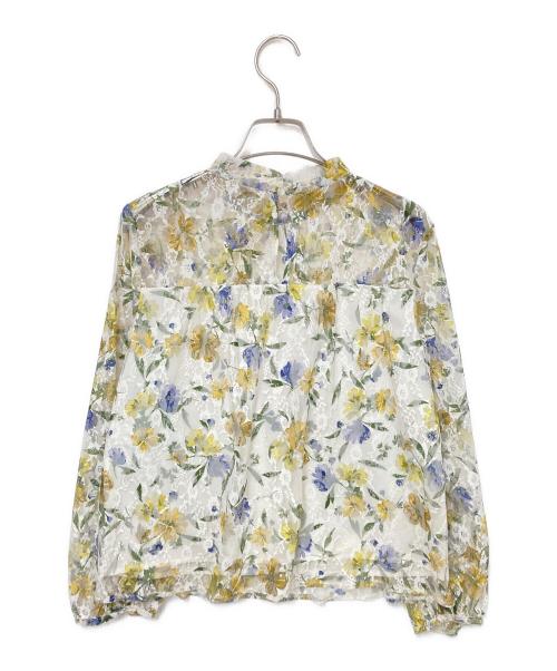 JILL BY JILLSTUART（ジル バイ ジルスチュアート）JILL BY JILLSTUART (ジル バイ ジルスチュアート) 花柄チュールブラウス イエロー サイズ:FRの古着・服飾アイテム