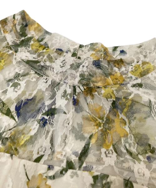 JILL BY JILLSTUART（ジル バイ ジルスチュアート）JILL BY JILLSTUART (ジル バイ ジルスチュアート) 花柄チュールブラウス イエロー サイズ:FRの古着・服飾アイテム