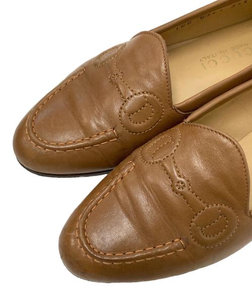 GUCCI（グッチ）GUCCI (グッチ) ビット刺繍ローファー ブラウン サイズ:36 1/2の古着・服飾アイテム