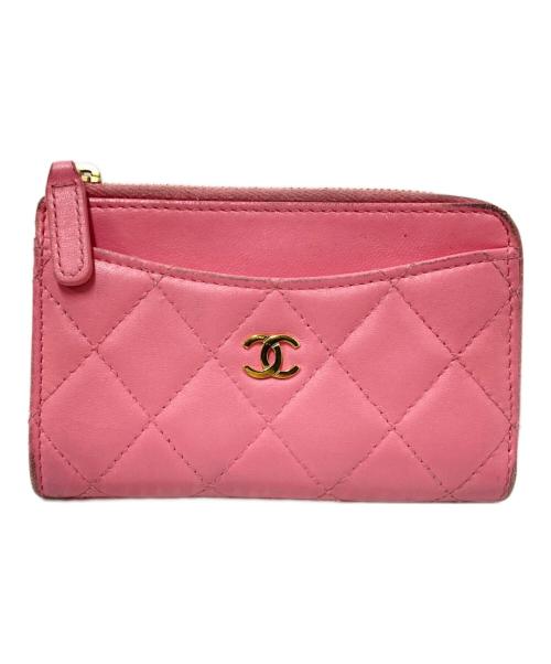 CHANEL（シャネル）CHANEL (シャネル) ラムスキンマトラッセカードケース ピンク サイズ:下記参照の古着・服飾アイテム