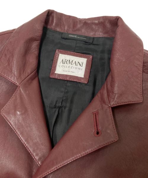 ARMANI COLLEZIONI（アルマーニ コレツィオーニ）ARMANI COLLEZIONI (アルマーニ コレツィオーニ) レザー3Bジャケット ボルドー サイズ:48の古着・服飾アイテム