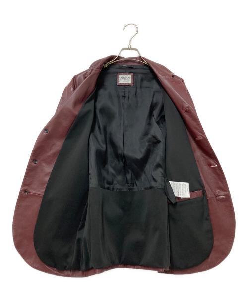 ARMANI COLLEZIONI（アルマーニ コレツィオーニ）ARMANI COLLEZIONI (アルマーニ コレツィオーニ) レザー3Bジャケット ボルドー サイズ:48の古着・服飾アイテム