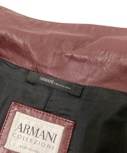 ARMANI COLLEZIONI（アルマーニ コレツィオーニ）ARMANI COLLEZIONI (アルマーニ コレツィオーニ) レザー3Bジャケット ボルドー サイズ:48の古着・服飾アイテム