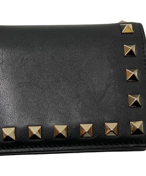 VALENTINO（ヴァレンティノ）VALENTINO (ヴァレンティノ) ロックスタッズ 二つ折り財布 ブラック サイズ:下記参照の古着・服飾アイテム