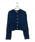 MACPHEEマカフィー）の古着「ハイブリットコットンケーブル クルーネックカーディガン」｜ネイビー
