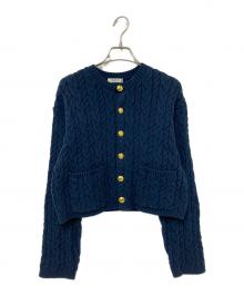 MACPHEE（マカフィー）の古着「ハイブリットコットンケーブル クルーネックカーディガン」｜ネイビー