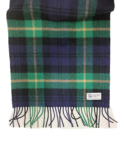 JOHNSTONS OF ELGIN（ジョンストンズオブエルガン）JOHNSTONS OF ELGIN (ジョンストンズオブエルガン) BEAMS (ビームス) カシミヤタータンチェックマフラー ネイビー×グリーンの古着・服飾アイテム