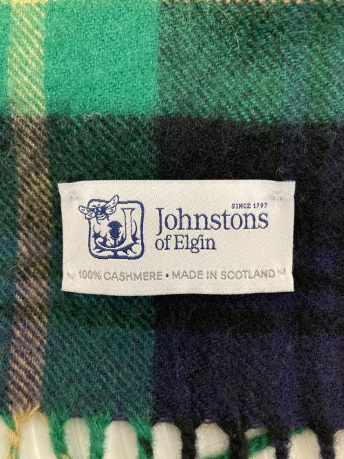 JOHNSTONS OF ELGIN（ジョンストンズオブエルガン）JOHNSTONS OF ELGIN (ジョンストンズオブエルガン) BEAMS (ビームス) カシミヤタータンチェックマフラー ネイビー×グリーンの古着・服飾アイテム