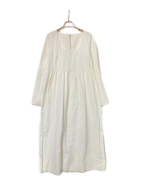Whim Gazette（ウィムガゼット）Whim Gazette (ウィムガゼット) コットンリネン キャンディスリーブワンピース ホワイト サイズ:Fの古着・服飾アイテム