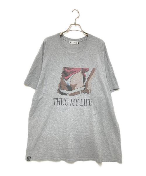 9SARI（クサリ）9SARI (クサリ) プリントTシャツ グレー サイズ:XLの古着・服飾アイテム
