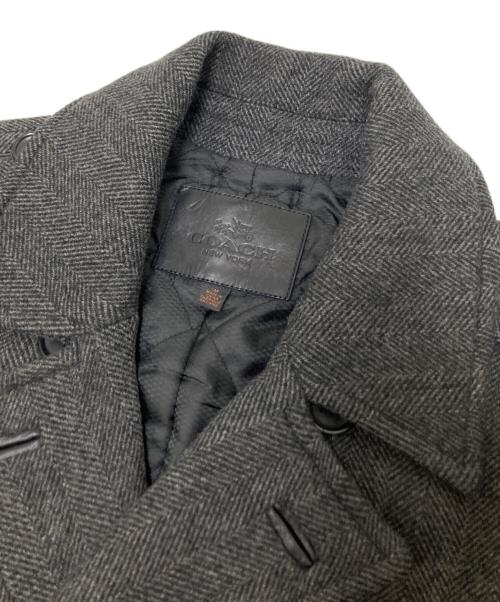 COACH（コーチ）COACH (コーチ) ヘリンボーンPコート グレー サイズ:Mの古着・服飾アイテム