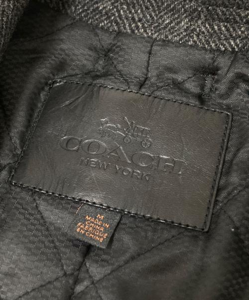 COACH（コーチ）COACH (コーチ) ヘリンボーンPコート グレー サイズ:Mの古着・服飾アイテム