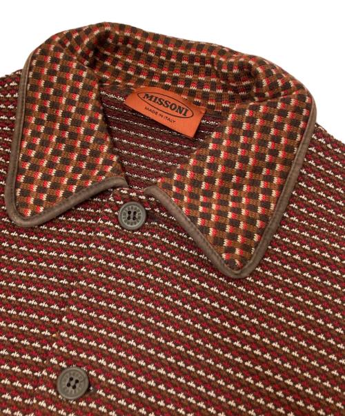 missoni（ミッソーニ）missoni (ミッソーニ) 総柄ニットシャツ ブラウン×レッド サイズ:下記参照の古着・服飾アイテム