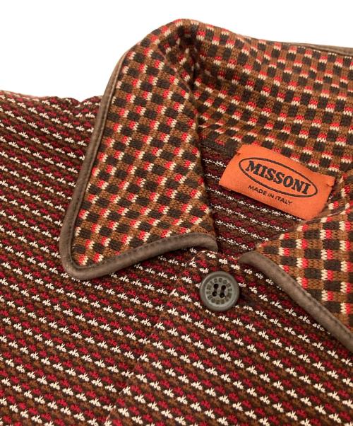 missoni（ミッソーニ）missoni (ミッソーニ) 総柄ニットシャツ ブラウン×レッド サイズ:下記参照の古着・服飾アイテム