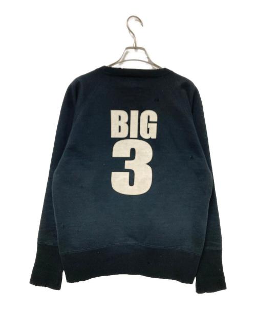 TMT（ティーエムティー）TMT (ティーエムティー) ダメージ加工ラグランスウェット ネイビー サイズ:Sの古着・服飾アイテム