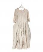 Sybillaシビラ）の古着「シャイニーボタニカルフォルムドレス」｜ベージュ