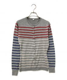 JOHN SMEDLEY（ジョンスメドレー）の古着「メリノウールボーダーカーディガン」｜グレー