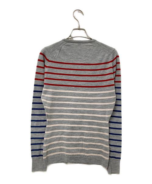 JOHN SMEDLEY（ジョンスメドレー）JOHN SMEDLEY (ジョンスメドレー) メリノウールボーダーカーディガン グレー サイズ:Sの古着・服飾アイテム