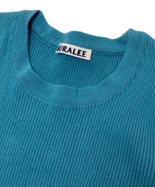 AURALEE（オーラリー）AURALEE (オーラリー) GIZA HIGH GAUGE RIB KNIT TEE ブルーの古着・服飾アイテム