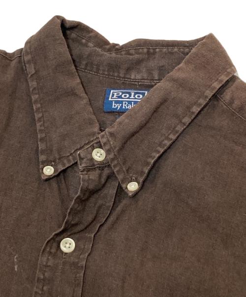 POLO RALPH LAUREN（ポロ・ラルフローレン）POLO RALPH LAUREN (ポロ・ラルフローレン) リネンボタンダウンシャツ ブラウン サイズ:XLの古着・服飾アイテム
