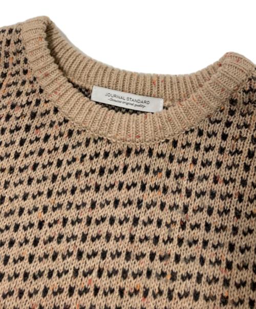JOURNAL STANDARD（ジャーナルスタンダード）JOURNAL STANDARD (ジャーナルスタンダード) 総柄ニット ベージュ×ブラウン サイズ:Mの古着・服飾アイテム