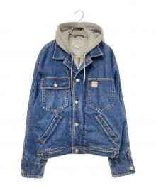 POLO RALPH LAUREN（ポロ・ラルフローレン）の古着「フードドッキングデニムジャケット」｜インディゴ×グレー
