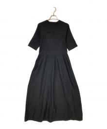 Adam et Rope（アダム エ ロペ）の古着「MIXパターンハーフスリーブワンピース」｜ブラック