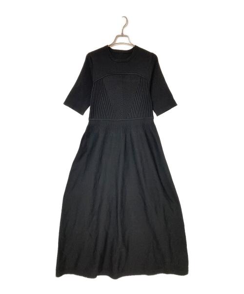 Adam et Rope（アダム エ ロペ）Adam et Rope (アダム エ ロペ) MIXパターンハーフスリーブワンピース ブラック サイズ:Fの古着・服飾アイテム