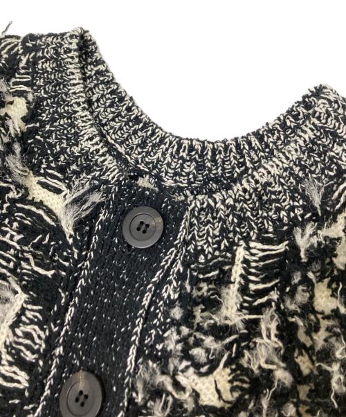 PUBLIC TOKYO（パブリックトウキョウ）PUBLIC TOKYO (パブリックトウキョウ) カットジャガードフリンジニットベスト ブラック×ベージュ サイズ:Fの古着・服飾アイテム