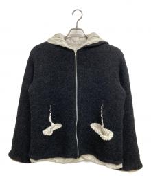 pillings（ピリングス）の古着「フィリング フーディー ブルゾン」｜グレー×アイボリー