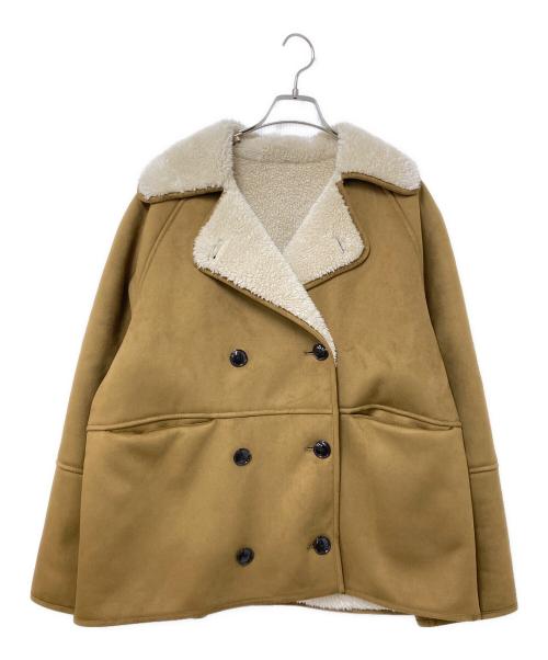 Mila Owen（ミラオーウェン）Mila Owen (ミラオーウェン) フェイクレザームートンジャケット ブラウン×ホワイトの古着・服飾アイテム