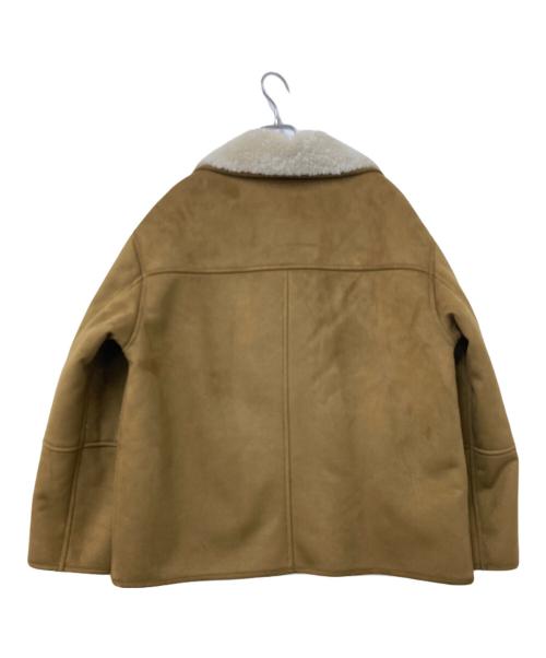 Mila Owen（ミラオーウェン）Mila Owen (ミラオーウェン) フェイクレザームートンジャケット ブラウン×ホワイトの古着・服飾アイテム