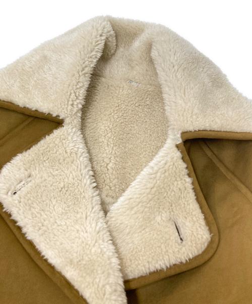 Mila Owen（ミラオーウェン）Mila Owen (ミラオーウェン) フェイクレザームートンジャケット ブラウン×ホワイトの古着・服飾アイテム