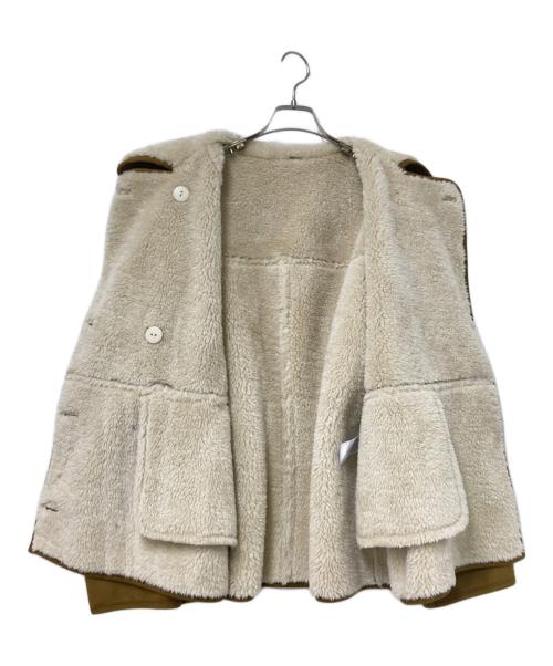 Mila Owen（ミラオーウェン）Mila Owen (ミラオーウェン) フェイクレザームートンジャケット ブラウン×ホワイトの古着・服飾アイテム