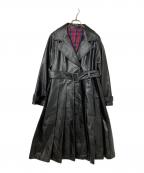 Lois CRAYONロイスクレヨン）の古着「フェイクレザートレンチコート」｜ブラック