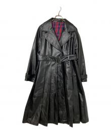 Lois CRAYON（ロイスクレヨン）の古着「フェイクレザートレンチコート」｜ブラック